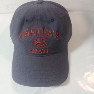 Marthas Vineyard Hat Cap Strap Back Navy Lobster Embroidered One Size Mens